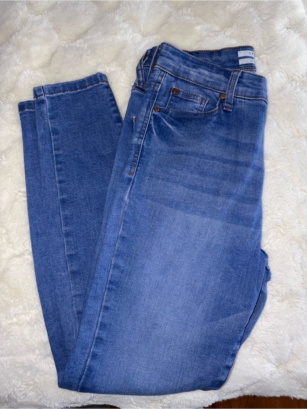 Women's Blue Skinny Jeans with Light Fade